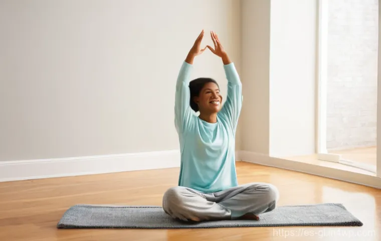 자기 위로를 위한 요가 및 스트레칭 - **Prompt 1: Inner Sanctuary Yoga**
    "A peaceful scene of an adult individual, gender-neutral, pra...
