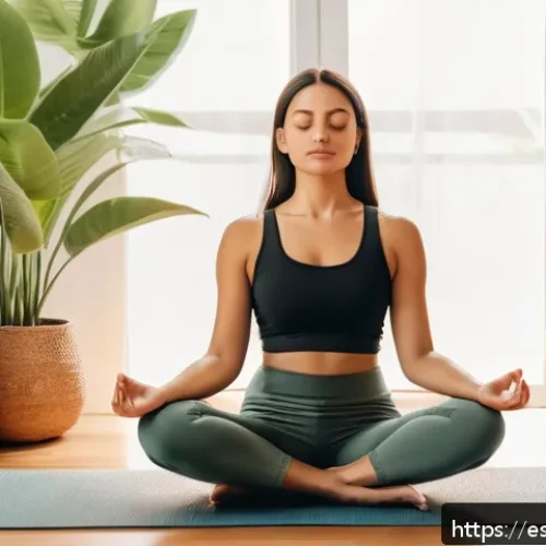 Home 30 감정 회복력을 키우는 자기 위로 방법 - A serene indoor scene featuring a young adult woman sitting cross-legged on a soft yoga mat in a coz...